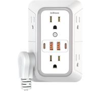 JcBlaon Cargador de pared USB, filtro de línea, protector de sobretensiones con 4 puertos (2C), enchufe de extensión, toma múltiple, adaptador de espaciado para el hogar, oficina y viajes, color