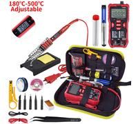 JCD-Kit de soldador con pantalla Digital LCD, temperatura ajustable, multímetro, 220V, 80W, herramientas de soldadura, puntas de soldadura Plata