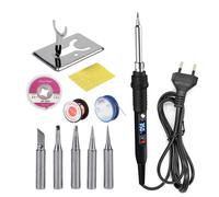 JCD-Kit de soldador eléctrico de 80W, temperatura ajustable, 110V, 220V, herramienta de soldadura LCD, calentador de cerámica, soldador y alambre de estaño QH908S-B-10