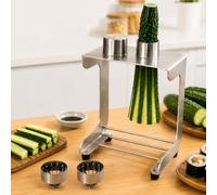 jcwwolk Cortador manual de pepino, práctica herramienta de corte de zanahoria con 3 cuchillas reemplazables (corte 8/10/12), diámetro de corte de 45 mm, cortador de tiras de verduras de acero