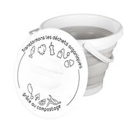 JE CHERCHE UNE IDEE - ME0015 Cubo de Compostaje Plegable con Asa y Tapa - Capacidad 5 litros - Diseño Compacto - Asa Ergonómica - Tapa Ilustrada
