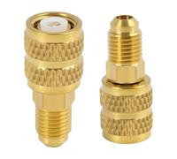 Jecdfs 2 adaptadores SAE hembra R410A hembra de 5/16 pulgadas a conector SAE de 1/4 pulgadas para sistemas mini-split, aire acondicionado, HVAC y servicio de refrigeración, aleación de latón de alta
