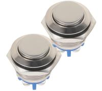 JECOMPRIS 2 Piezas Botón de Timbre Puerta Reemplazable, Pulsador Redondo de Cobre Niquelado con Iluminación Led, Resistente Intemperie y Fácil Instalación, para Kit de Timbre Cable
