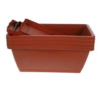 JECOMPRIS Macetas con Bandeja Rectangulares Pequeñas de Plástico 4 Piezas Color Ladrillo Jardineras Decorativas Jardinera Exterior para Bonsái y Suculentas, Macetero para Ventana y Terraza