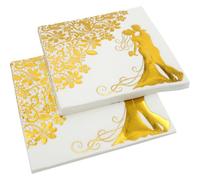JECOMPRIS Servilletas para Recepción de Boda Laminado Dorado, 40 Unidades de Pulpa de Madera, Seguras y Amigables para Cenas y Entretenimiento Diario