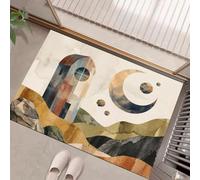 JEDTAKCT Felpudo De Bienvenida Lavable con Paisaje Abstracto En Collage | Alfombra De Antideslizante Absorbente Montañas Modernas Geometría, Crema Felpudo Entrada para Porche Interior, 50X80Cm
