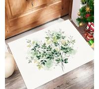 JEDTAKCT Felpudo De Bienvenida Lavable con Plantas Naturales En Acuarela | Alfombra De Antideslizante Absorbente Hojas Frescas Ramas, Crema Felpudo Entrada para Porche Interior, 80X120Cm