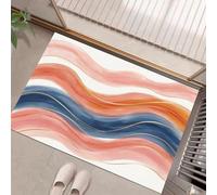 JEDTAKCT Felpudo Fino para Interiores, 60X90Cm, Rayas De Acuarela Bohemias | Alfombra Antideslizante Lavable para Entrada, Geometría Moderna Felpudo De Perfil Bajo, Atrapa Suciedad, Rosa Melocotón