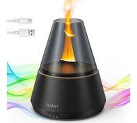 Jeebel Difusor Aroma para Aceites Esenciales - Difusor Moderno con Efecto de Llama Vela LED Colores - 300ml Mini Humidificador de Niebla Fría para Aromaterapia de Dormitorio Oficina