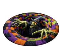 Jeeeun 3D Skeleton Vortex Quilted Round Halloween Rug, Spooky Depth Design (Style-B,15.7" Diameter)
