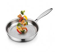 Jeeeun Titanium Pans for Cooking, Titanium Pro Pan with Hammered Surface, Scratch-Resistant Frying Pan for Gas, Electric and Induction Cooktops (8.7 in)