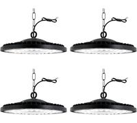 Jefedana 300W UFO LED Lámpara Alta Bahía, Campana Industrial, 30000LM Super Brillante, IP65 Impermeable 6500K Iluminación Comercial Para Naves Industriales, Garaje, Fábrica（300W,4 Unidades