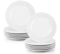 Jeffbaubl 12 platos pequeños de postre, platos de cerámica de 15 cm, juego de platos planos redondos blancos, platos llanos, platos de ensalada, platos de entrantes para tartas, aperitivos, ensaladas