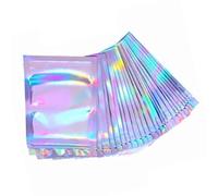 Jeffergarden Bolsa Autosellante de Celofán con Holograma, Bolsa Transparente con Cierre de Cremallera CPP Laminada PET, Acabado Iridiscente, 100 Unidades de 9 X 12 Cm, para Almacenamiento de té,