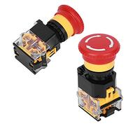 Jeffergarden Botón de Parada de Emergencia, Interruptor de Botón Pulsador de Hongo Rojo de Aleación de Aluminio 10A 440V 22 Mm Autobloqueante IP65 para Técnicos de Paneles Industriales de Control de