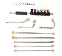 Jeffergarden Extensión de Varilla de Lavado a Presión, Juego de Varilla de Extensión de Lavado a Presión de Acero Inoxidable con Junta de Latón, 5 Varillas Rectas, 3 Varillas Curvas, 6 Boquillas,