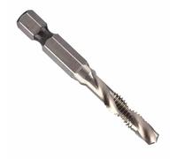Jeffergarden Juego de Brocas para Macho de Roscar Combinadas M6 Broca para Macho con Vástago Hexagonal HSS 2 Piezas M6 X 1 Punto Autocentrante Longitud de 58 Mm para Taladrar y Roscar Aluminio
