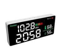 Jeffergarden Medidor de Decibelios Montado en la Pared, Medidor de Nivel de Sonido ABS con Pantalla LED de 11 Pulgadas, 30 a 130 DBA WiFi App Ruido Temperatura Humedad Monitor de Tiempo para Aula
