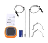 Jeffergarden Termómetro Digital para Carne, Termómetro de Cocina de Doble Sonda ABS con Pantalla Táctil, Temporizador de Alarma de Alta Temperatura de 572 °F, Retroiluminación para Barbacoa, (ORANGE)