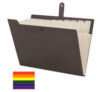 JEFURE Carpetas Archivadoras A4 Expandible, 12 Bolsillos, Marrón Oscuro | Carpeta Clasificadora A4 con Botones de Presión y Etiquetas, Diseño Acordeón, para Archivar en Casa, Oficina y Escuela