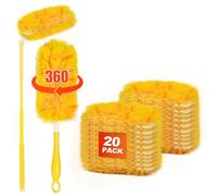 JEHONN Plumero Atrapapolvo para Swiffer Duster, Kit de Limpieza de 360 Grados con Recambios 20 Unidades + 1 Mango Telescopico Extensible + 1 Mango Corto, para Radiadores Calefacción Persianas