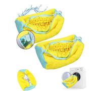 JEJA Saco Lavadora Zapatos 2 Piezas, Reutilizable Bolsa Lavadora Zapatillas, Protege los Zapatos e los Daños, Amarillo