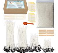 JEMESI Kit de Fabricación para Velas, 1Kg Natural Cera de Soja, Incluir 200 Mechas e 200 Pegatinas, 4 Soporte Fijo y 1 Cuchara de Cera,Kit Cera Soja para Hacer Velas
