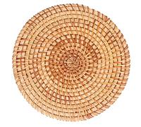 Jenivaint Mantel Individual Redondo Tejido, Trenza de Ratán Natural Tejido a Mano, Resistente Al Calor para Recipientes Grandes, Platos Calientes, Cacerola, con Ratán de Otoño Vie (22cm)