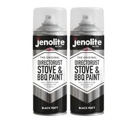 Jenolite Directorust - Spray para barbacoa y estufa, color negro, 2 x 400 ml, pintura de alta temperatura hasta 650 °C, chimeneas, quemador de leña, automoción, pantalla