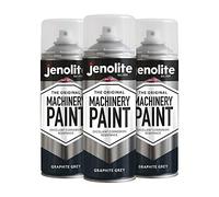 JENOLITE Pintura para maquinaria y cortacésped, color gris grafito, pintura en aerosol para múltiples superficies, resistente a la corrosión para un acabado duradero, 3 unidades de 400 ml (RAL 7016)