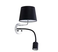 Jens Stolte / TK Lighting Lámpara de pared Hotel lámpara ajustable Brazo de Lectura tk2537 Maya Negro textilschirm Dormitorio Iluminación