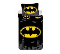 Jerry Fabrics Batman The Emblem - Juego de Ropa de Cama Individual | Funda nórdica de 140 x 200 cm + Funda de Almohada Grande de 70 x 90 cm | Ropa de Cama Reversible ultrasuave y Transpirable | 100%