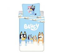 Jerry Fabrics Bluey Family - Juego de funda nórdica reversible de 140 x 200 cm y funda de almohada de 70 x 90 cm, multicolor, 100% algodón