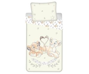 Jerry Fabrics Disney Lion King Best Friends con Efecto Brillante Juego de Cama Funda Nórdica de 140 x 200 cm y una Funda de Almohada de 70 x 90 cm. Algodón