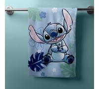 Jerry Fabrics Disney - Toalla de Playa y baño Ohana Blue de Lilo & Stitch | Grande 70 x 140 cm | Suave y Absorbente 100% Rizo de algodón | Toalla de baño, Piscina y Playa para niños | Diseño de