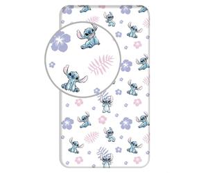 Jerry Fabrics F - Sábana bajera - Lilo & Stitch - Blanco - 1 pieza - Niño - 1 persona - Esquinas elásticas - 90 x 200 cm - 100% algodón