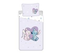 Jerry Fabrics Stitch Lilo & Stitch Coeur - Juego de cama reversible (140 x 200 cm, funda de almohada de 70 x 90 cm, 100% algodón)