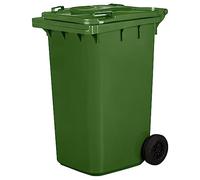 Jestic Cubo de basura 120 240 para basura basura con ruedas de goma silenciosas para recogida diferenciada, reciclaje interior exterior EN840 (240 Litros, Verde)