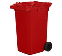 Jestic Cubo de basura 120 240 para basura basura con ruedas de goma silenciosas para recogida diferenciada, reciclaje interior exterior EN840 (240 Litros, Rojo)