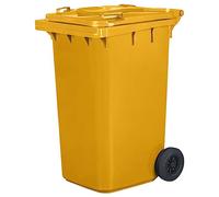 Jestic Cubo de basura 120 240 para basura basura con ruedas de goma silenciosas para recogida diferenciada, reciclaje interior exterior EN840 (240 Litros, Amarillo)