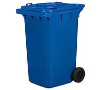 Jestic Cubo de basura 120 240 para basura basura con ruedas de goma silenciosas para recogida diferenciada, reciclaje interior exterior EN840 (240 Litros, Azul)
