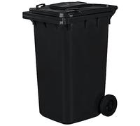 Jestic Cubo de Basura 240 Litros Negro con Ruedas de Goma Silenciosas para Recogida Diferenciada, Interior/Exterior EN840