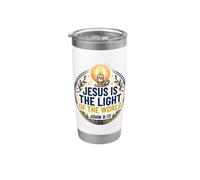 Jesus Is The Light Of The World Shirt John 8:12 Christian Vaso térmico de acero inoxidable de doble pared