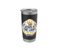 Jesus Is The Light Of The World Shirt John 8:12 Christian Vaso térmico de acero inoxidable de doble pared