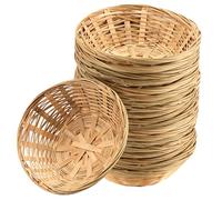JEUIHAU 12 cestas de pan de bambú de 10.0 in, cesta redonda de mimbre para pan, cesta de mimbre de bambú natural para almacenamiento de pan, frutas y aperitivos