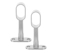 JEWEDECO 2 Piezas Soporte Avanzado Armario Inoxidable Plata de Barra de Acero para Altura Ajustable 85-120mm, Diseño Central y Montaje Ovalado para Cortinas y Ropa