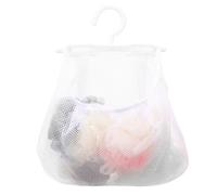 JEWEDECO Bolsa de Malla Colgante Multiusos de Color Claro 34,7 X 27,6 Cm para Pinzas de Ropa, Lavable y Transpirable Gancho Giratorio 360°, Adecuado para Cocina, Baño y Organización