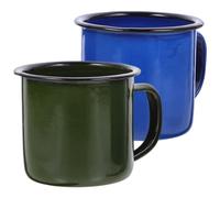 JEWEDECO Juego de 2 Tazas Esmaltadas Vintage Rojas, Base Plana y Diseño Resistente para Café y Agua en Oficina o Hotel