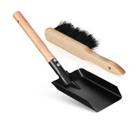 JEWEDECO Juego de Pala para Limpieza para Estufa y Cepillo de Madera Ligero Mango Fácil de Agarrar en Pequeños Jardines y Chimeneas