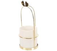 JEWEDECO Tarro para Utensilios de Cocina de Cerámica Marco de Hierro Dorado